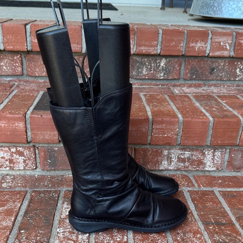 Miz Mooz Pass Black Leather Ruched Mid-Calf Boots Women’s EU 35 US 5